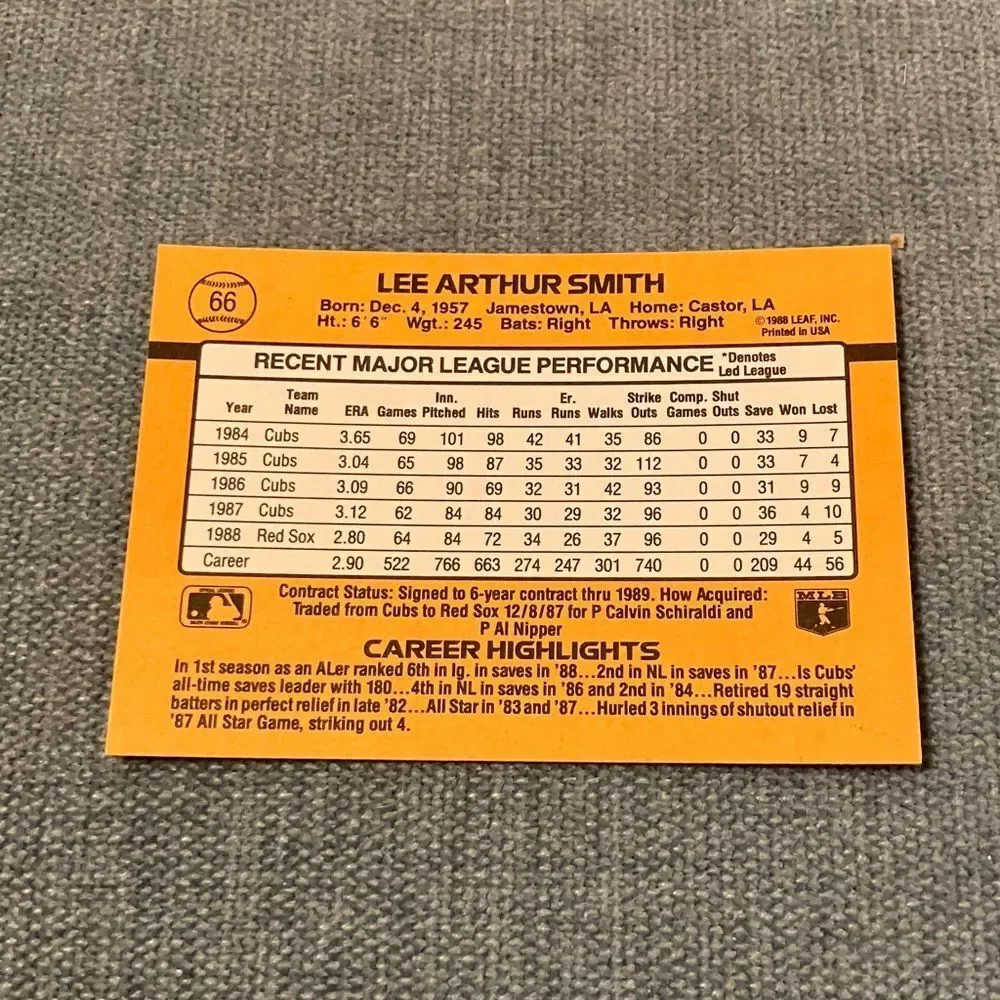 1989 Donruss Boston Red Sox Baseball Card Trading Card